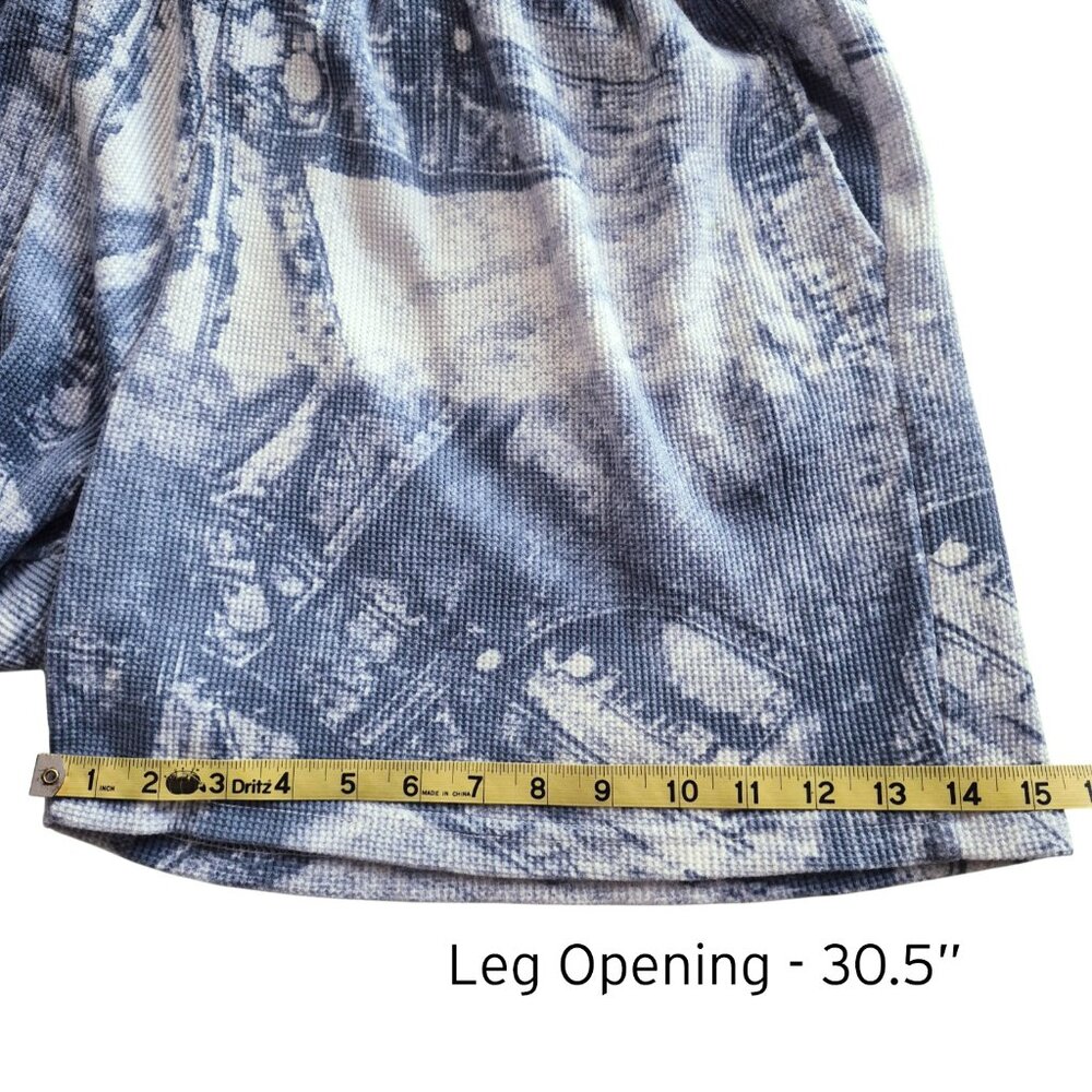 Oversized Boxy Denim Printed Waffle Tee Shirt & Shorts Set Track Suit Size XL - Picture 16 of 16